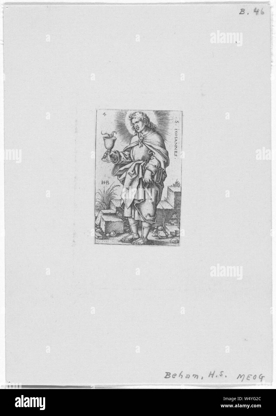 Graviert Portrait von Saint John, einer der zwölf Apostel Jesu nach dem Neuen Testament, 1545. Von der New York Public Library. () Stockfoto