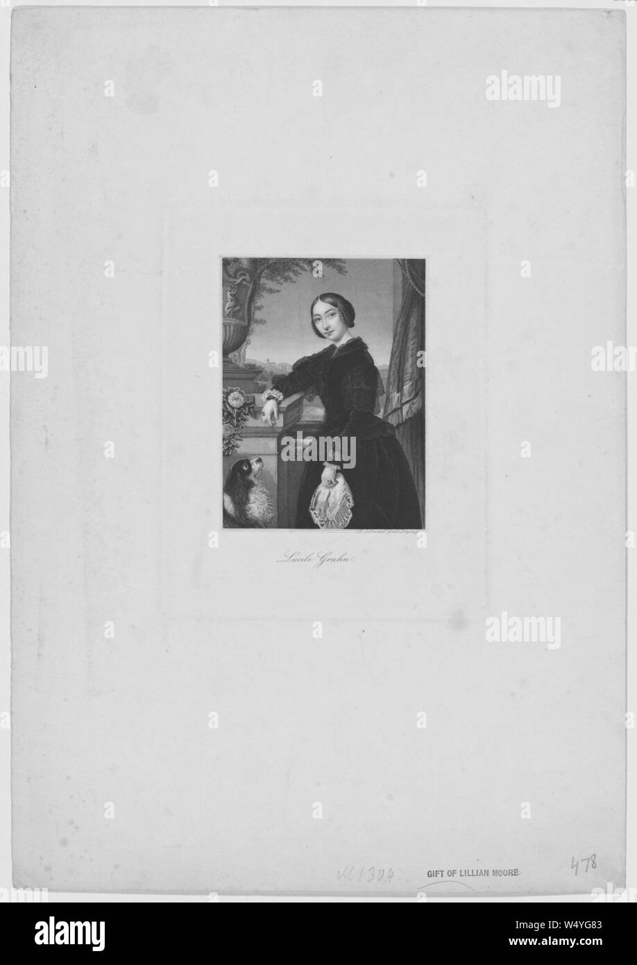 Graviert Portrait von Lucile Grahn, einer dänischen Ballerina der Romantik aus Kopenhagen, Dänemark, 1847. Von der New York Public Library. () Stockfoto