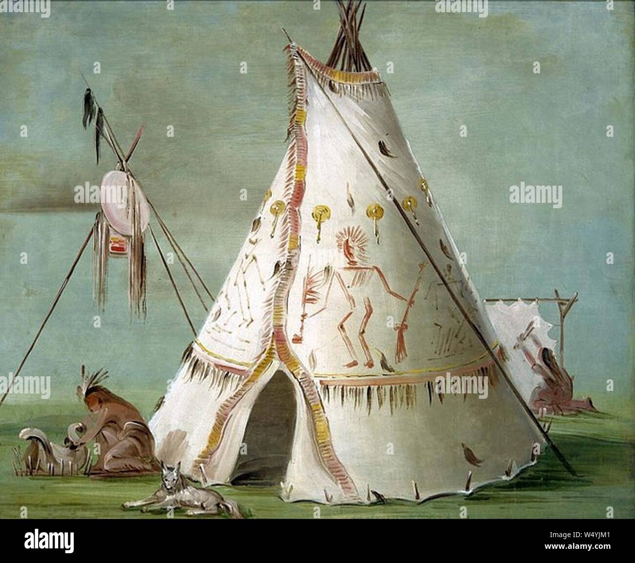 Crow Tipi oder Lodge - George Catlin. Stockfoto