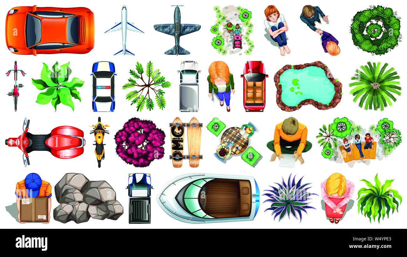 Satz von verschiedenen Luftaufnahme Szenen Abbildung Stock Vektor