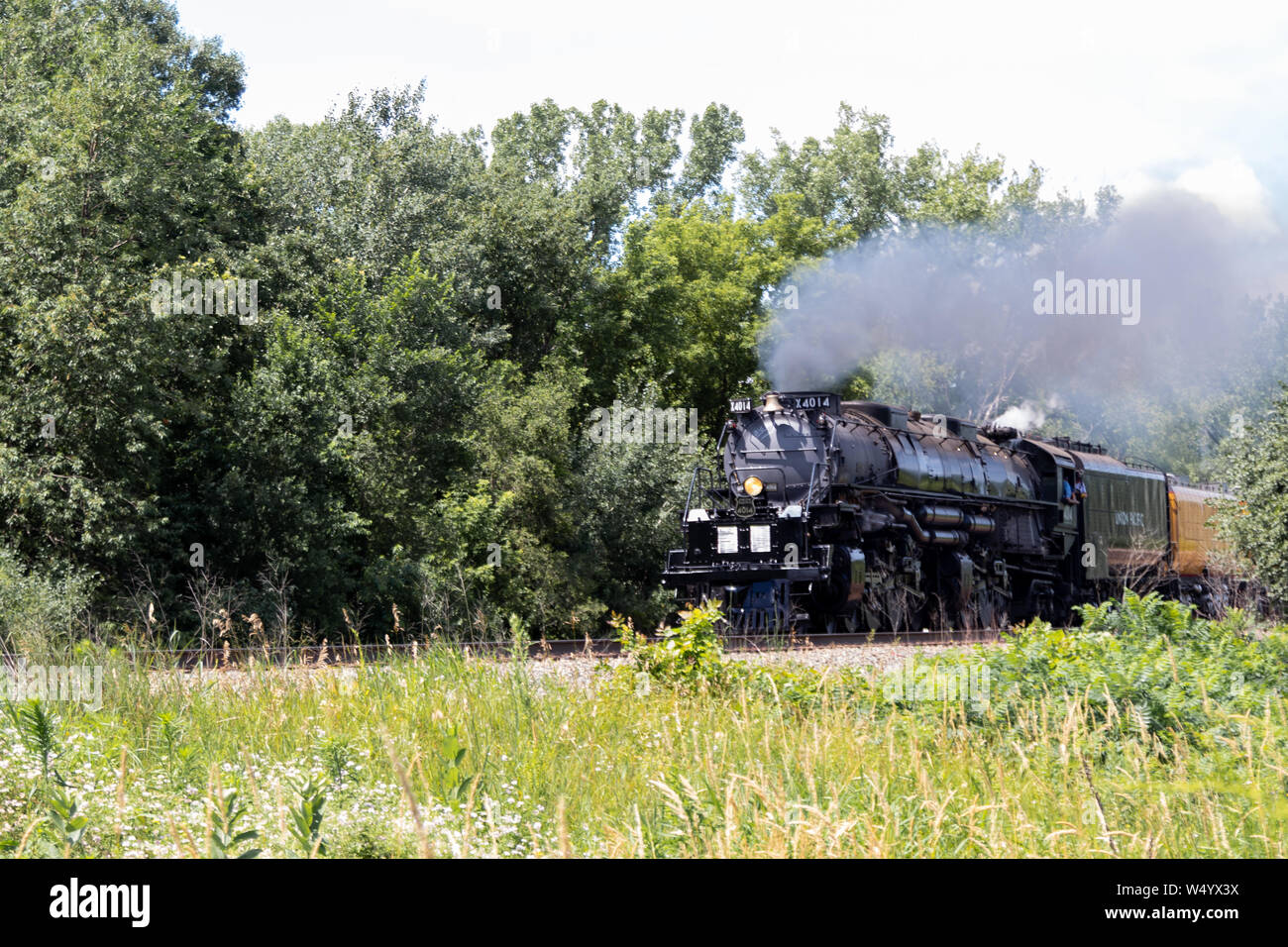 Die Big Boy 4014 in der Nähe von Fridley MN Stockfoto