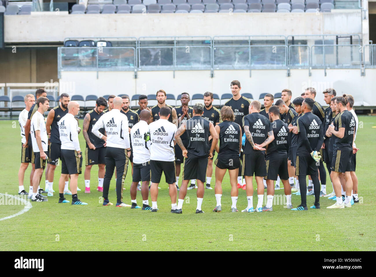 East Rutherford, United States. 25. Juli, 2019. Spieler von Real Madrid während des Trainings an MetLife Stadium in der Stadt East Rutherford am Donnerstag, 25. Das team Gesichter Atletico Madrid morgen für den Internationalen Champions Cup. Credit: Brasilien Foto Presse/Alamy leben Nachrichten Stockfoto