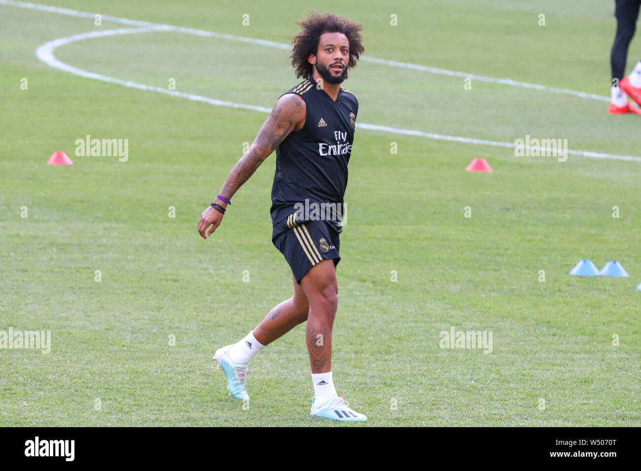 East Rutherford, United States. 25. Juli, 2019. Marcelo Real Madrid während des Trainings an MetLife Stadium in der Stadt East Rutherford am Donnerstag, 25. Das team Gesichter Atletico Madrid morgen für den Internationalen Champions Cup. Credit: Brasilien Foto Presse/Alamy leben Nachrichten Stockfoto