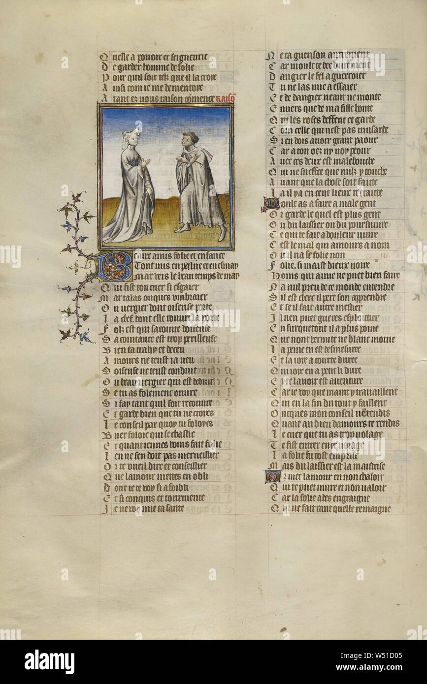 Die Verkörperung der Grund, den Geliebten, Unbekannt, Paris, Frankreich, um 1405, Tempera Farben, Blattgold, und Tusche auf Pergament zwischen Pappe mit dunkelroten Marokko, Blatt bedeckt gebunden: 36,7 x 26 cm (14 5/6 x 10 1/4 in Stockfoto