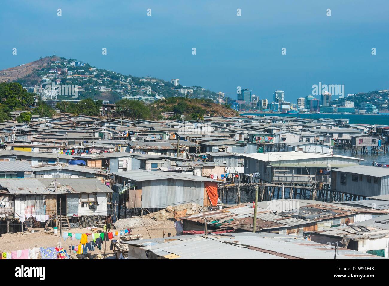 Poreporena stelze Dorf, Port Moresby, Papua Neu Guinea Stockfoto