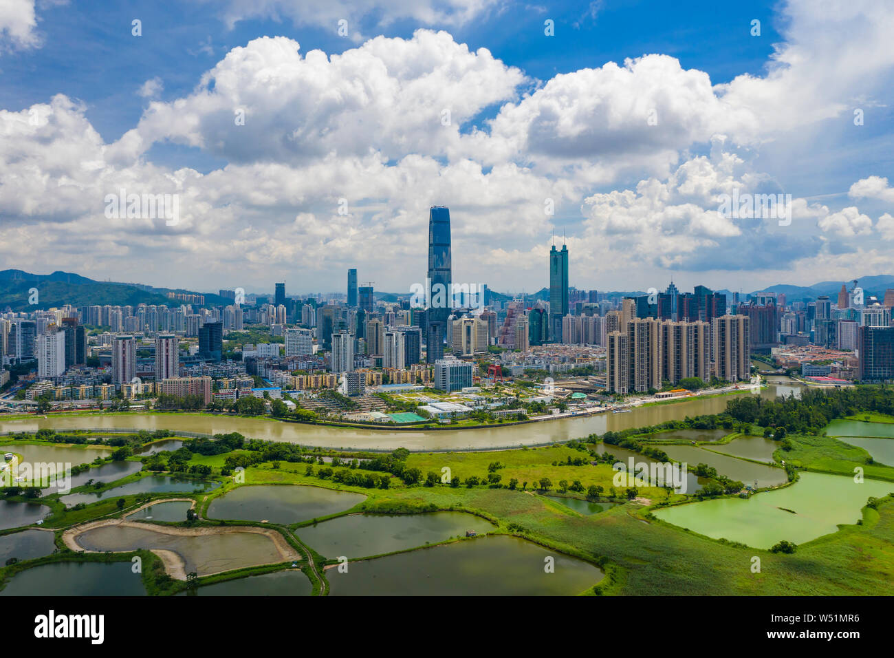 Luftaufnahme von Shenzhen in China. Stockfoto