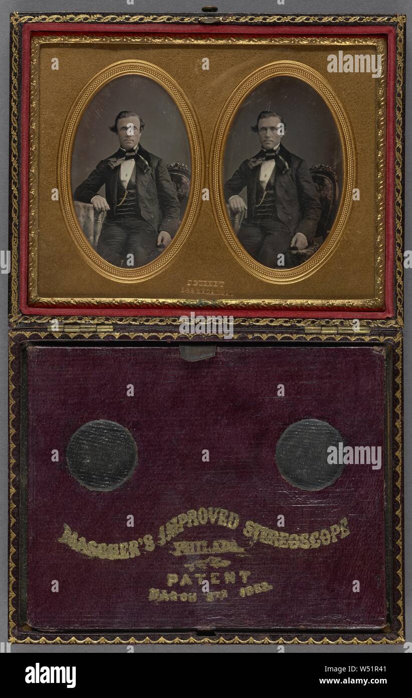 Portrait von Jerome Keyes, Jeremia Gurney (American, 1812-1895), über 1854, Stereograph, daguerreotypie, von Hand gefärbt Stockfoto