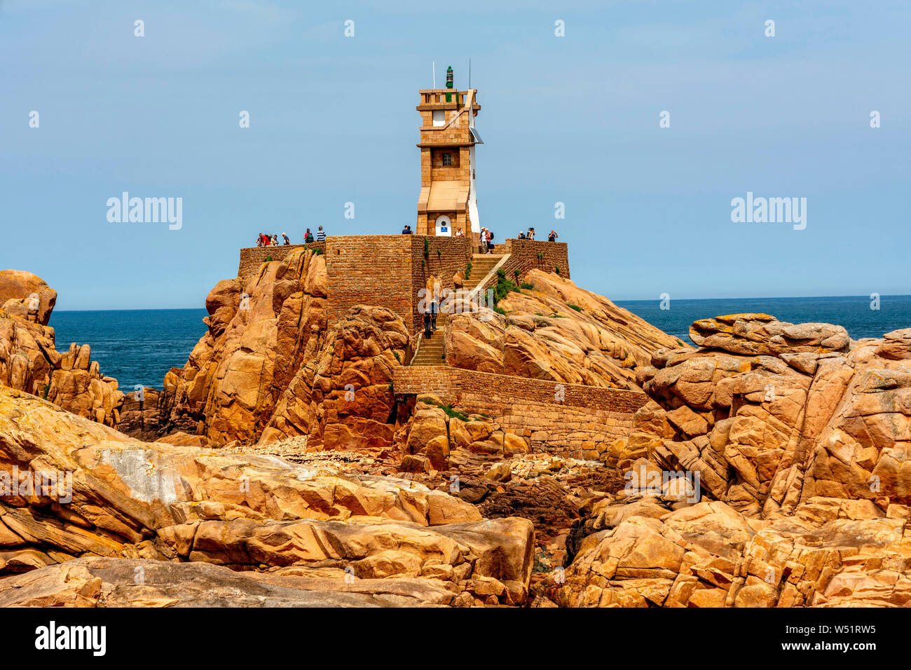 Bréhat Leuchtturm auf der Ile de Bréhat, Cotes d'Armor, Bretagne, Frankreich Stockfoto