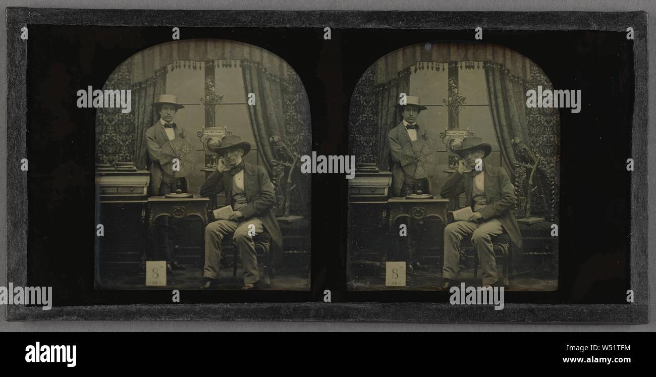 Selbstportrait mit Seinem Sohn Francis, Antoine Claudet (Französisch, 1797 - 1867), London, England, ca. 1851 - 1853, Stereographische Daguerreotypie Stockfoto