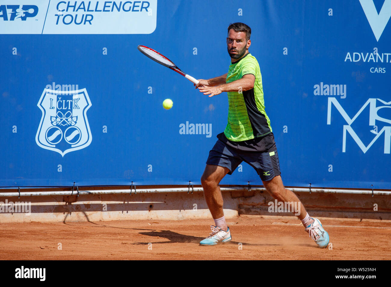 Prag, Tschechische Republik, 25. Juli 2019. Vaclav Safranek (CZE) beim Spiel gegen Lorenzo Giustino (ITA) im Vorteil Autos Prag Open 2019 Stockfoto