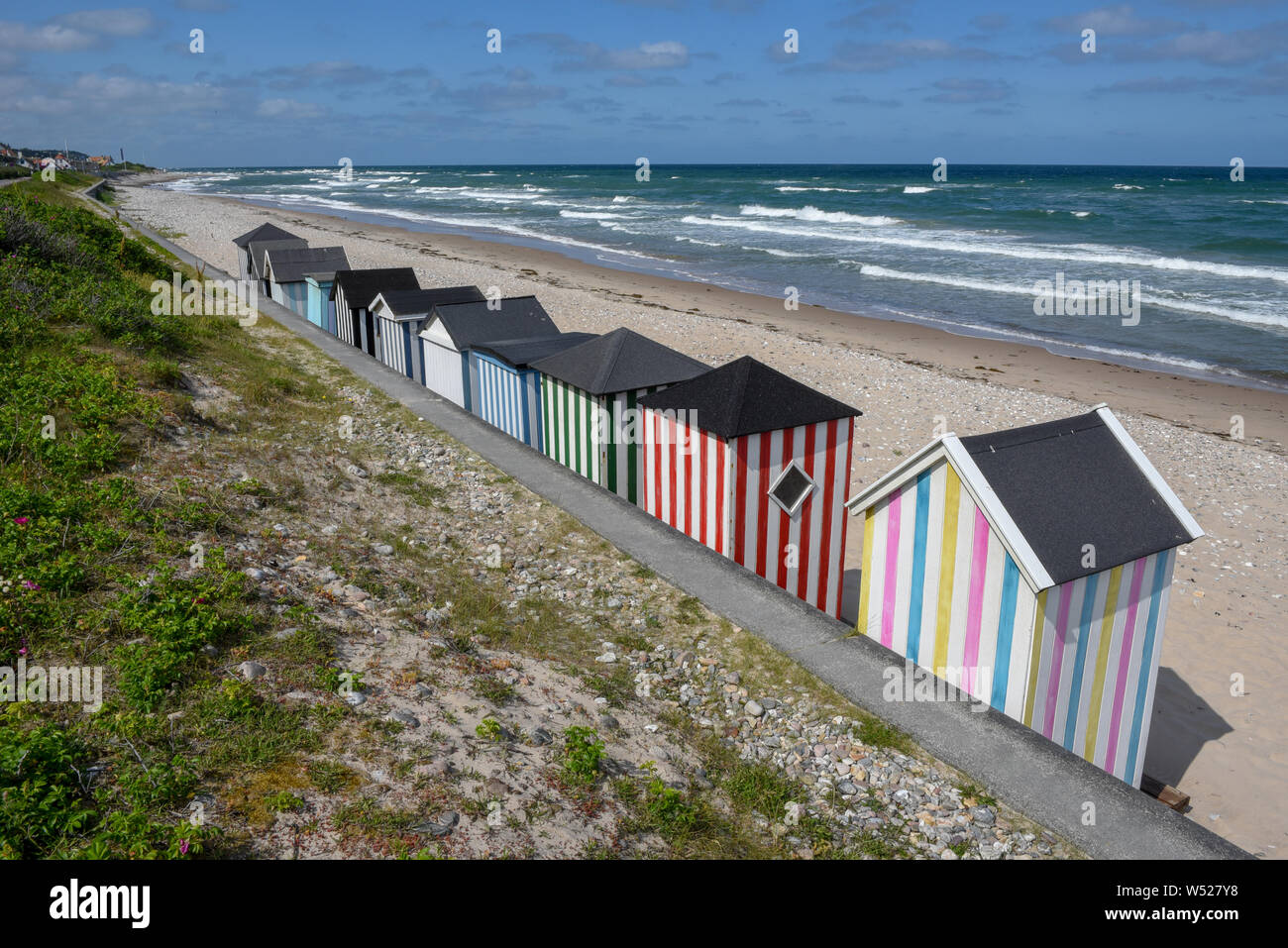 Strand Kabinen der Küste bei Regeleje auf Dänemark Stockfoto