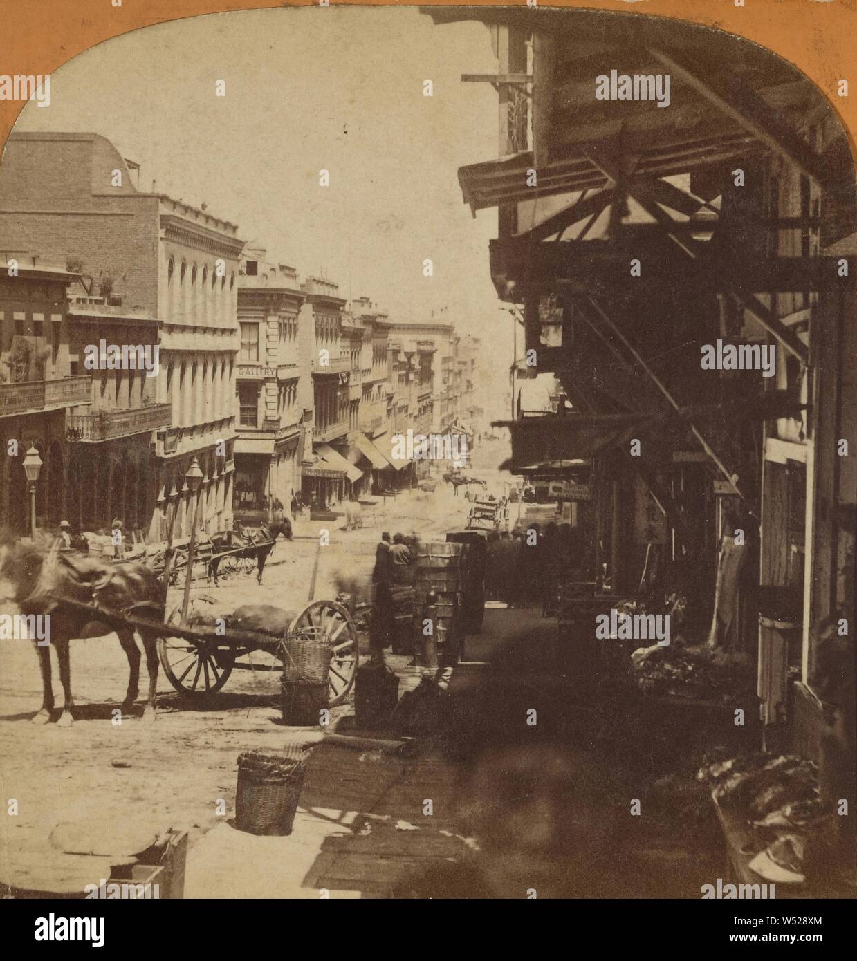 Anzeigen unter den Chinesischen - Sacramento Street., Thomas Houseworth&Company, ca. 1870, Eiweiß silber Drucken Stockfoto