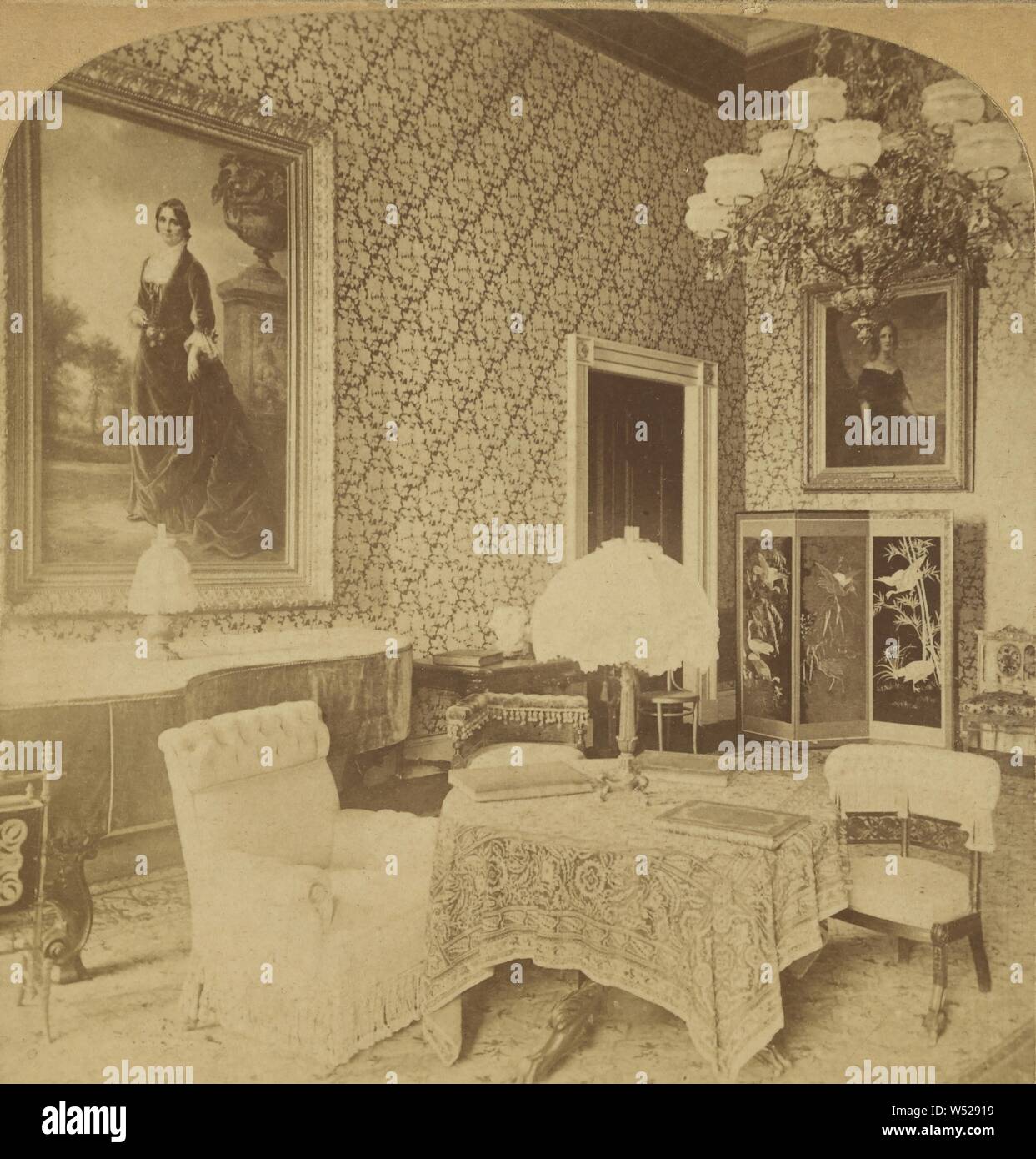 Grüne Zimmer, Präsident's Mansion, Washington, D.C., USA, John F. Jarvis (American, Born 1850, Aktiv, Washington D.C.), ca. 1871, Eiweiß silber Drucken Stockfoto