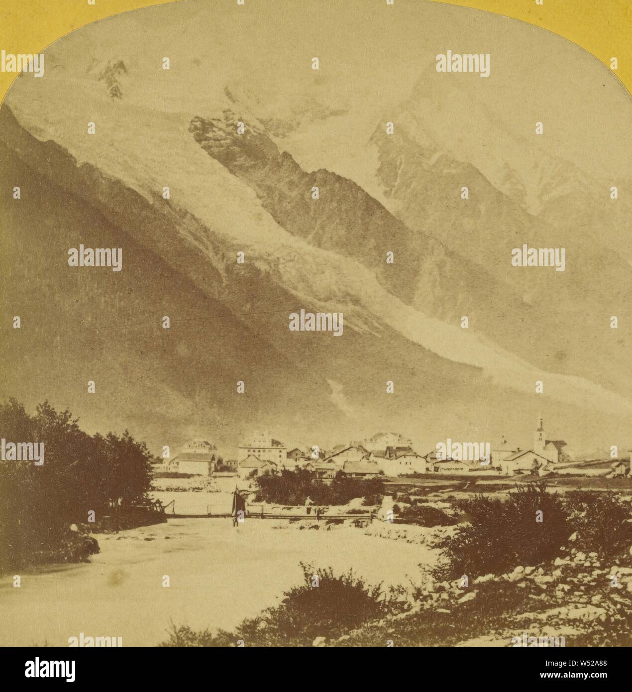 Chamounix und Mt. Blanc. Savoyen, Frankreich., Benjamin West Kilburn (American, 1827-1909), um 1880, Eiweiß silber Drucken Stockfoto
