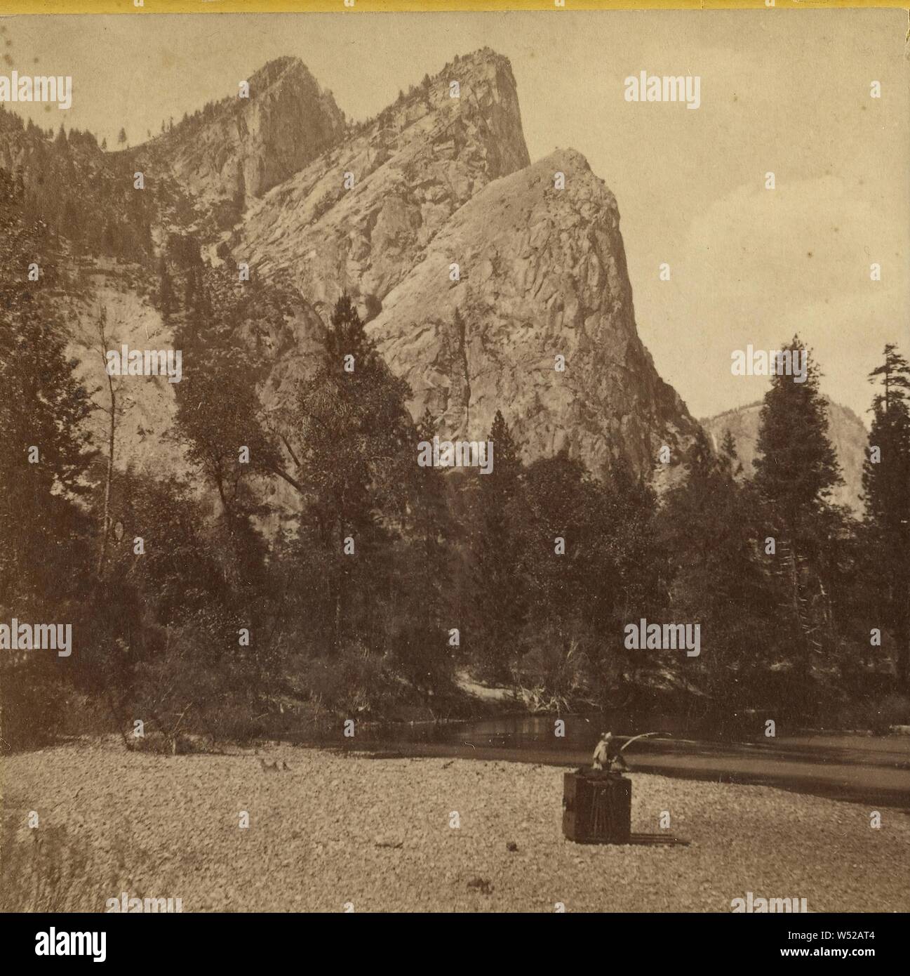 Die drei Brüder, 4.000 Meter hoch, Yo-Semite Tal, Mariposa County., C.L. Unkraut (American, 1824 - 1903, aktive Sacramento und Yosemite, Kalifornien und Hawaii), Edward und Henry T. Anthony & Co (Amerikanisch, aktive 1860s - 1900s), negative 1864, Druck 1866, Eiweiß silber Stockfoto