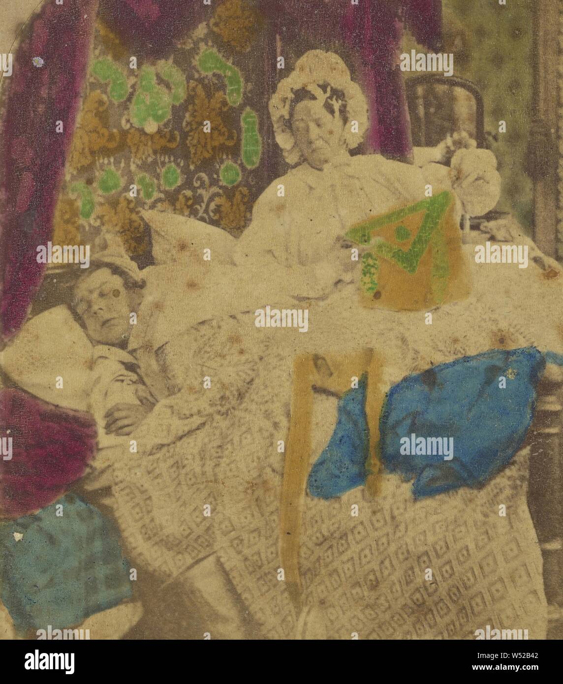 Frau Caudle des Vorhangs Vortrag., London Stereoscopic Unternehmen zurückzuführen (1854-1890), über 1865, handkoloriert Eiweiß silber Drucken Stockfoto