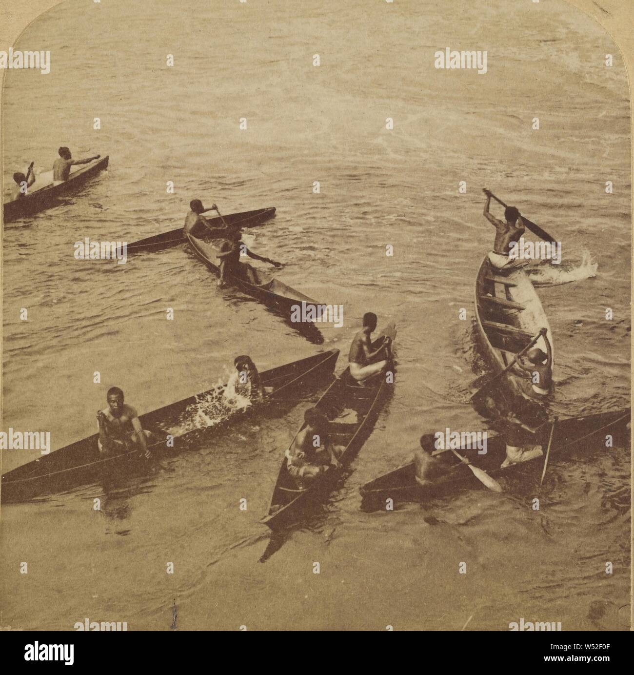 Wilde Männer von Borneo, die in der Java See., Strohmeyer & Wyman, 1896, Eiweiß silber Drucken Stockfoto