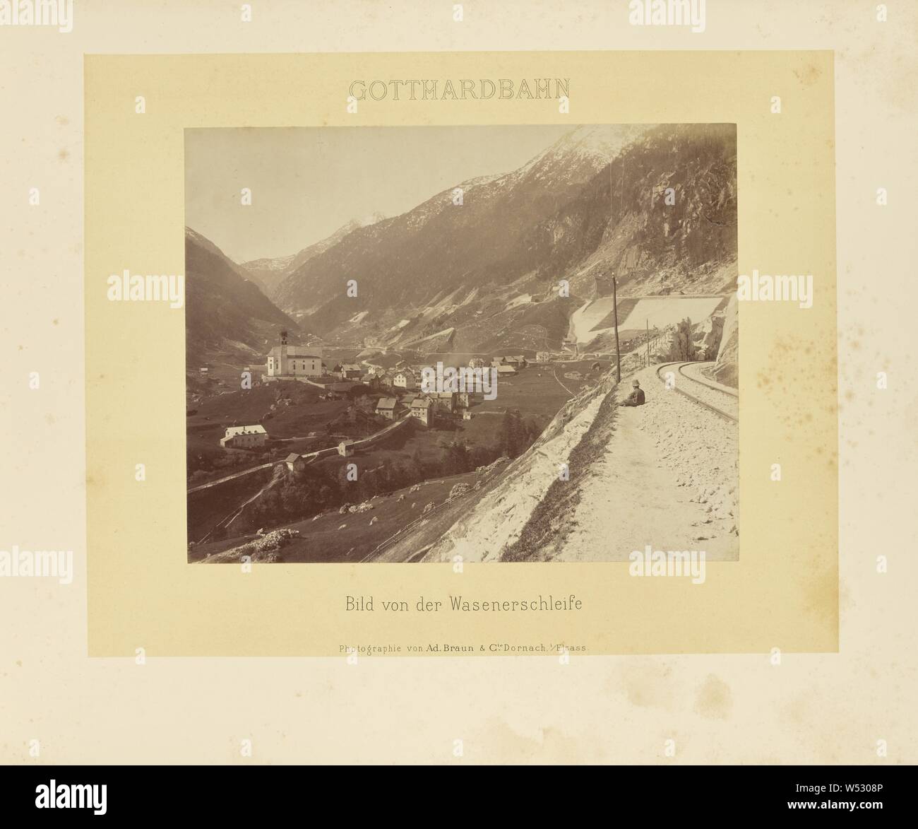 Gotthardbahn: Bild von der Wasenerschleife, Adolphe Braun & Cie (Französisch, 1876 - 1889), Dornach, Frankreich, um 1875 - 1882, Eiweiß Silber drucken, 21,9 × 27,7 cm (8 5/8 x 10 7/8 in Stockfoto