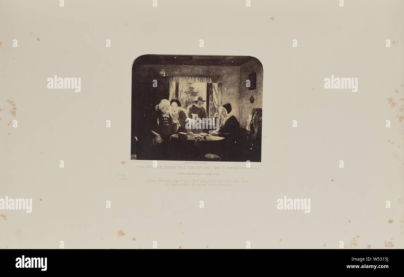 Der Brief der Kolonien, von T.Webster, R.A., Caldesi & Montecchi (Briten, aktive 1850s), London, England, 1858, Eiweiß Silber drucken, 13,9 × 17,1 cm (5 1/2 x 6 3/4 in Stockfoto