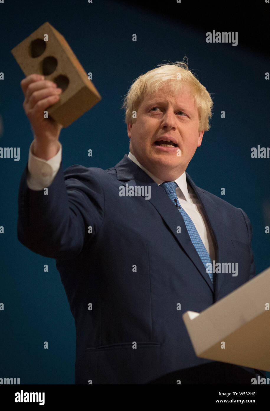 Boris Johnson in einer Rede auf dem Parteitag der Konservativen Partei 2014 in Birmingham, England am 30. September 2014. Stockfoto