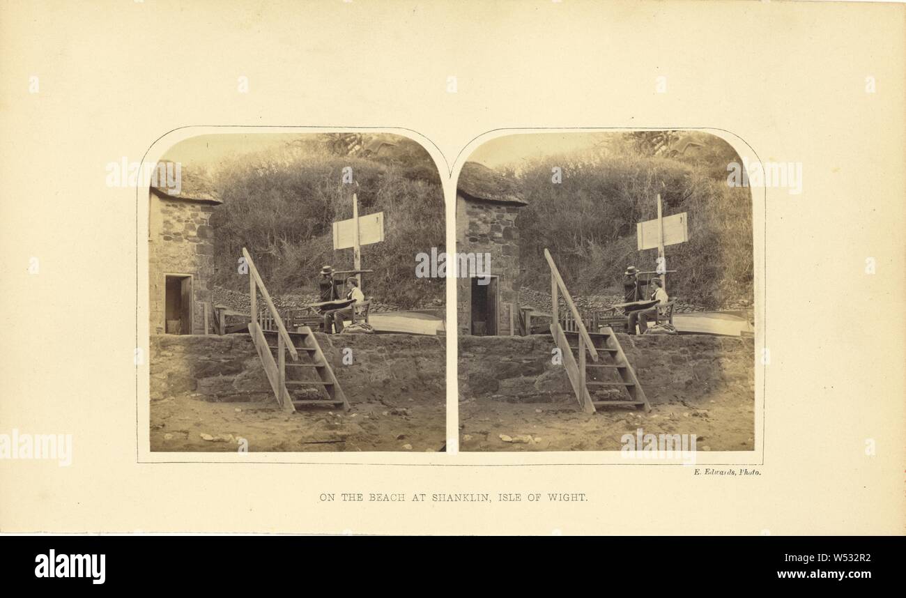 Am Strand von Shanklin, Isle of Wight, Ernest H. Edwards (British, 1837-1903), England, 1860, Eiweiß Silber drucken, 7,4 x 14,2 cm (2 15/16 x 5 9/16 Zoll Stockfoto
