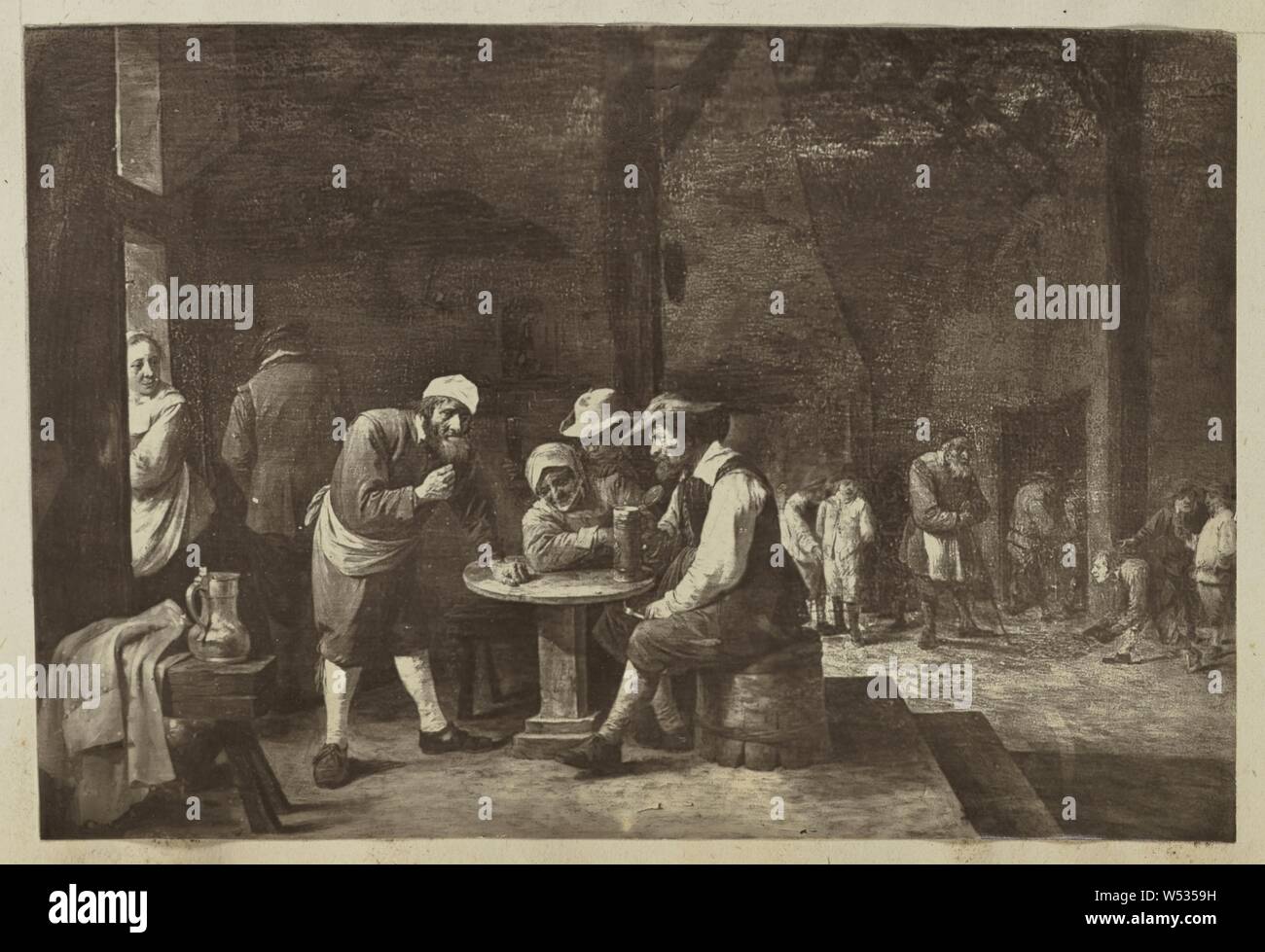 Gemälde von Männern am Tisch versammelt, unbekannte Teekocher, Europa, 1870s Carbon drucken, 10,3 × 15 cm (4 1/16 x 5 7/8 in Stockfoto