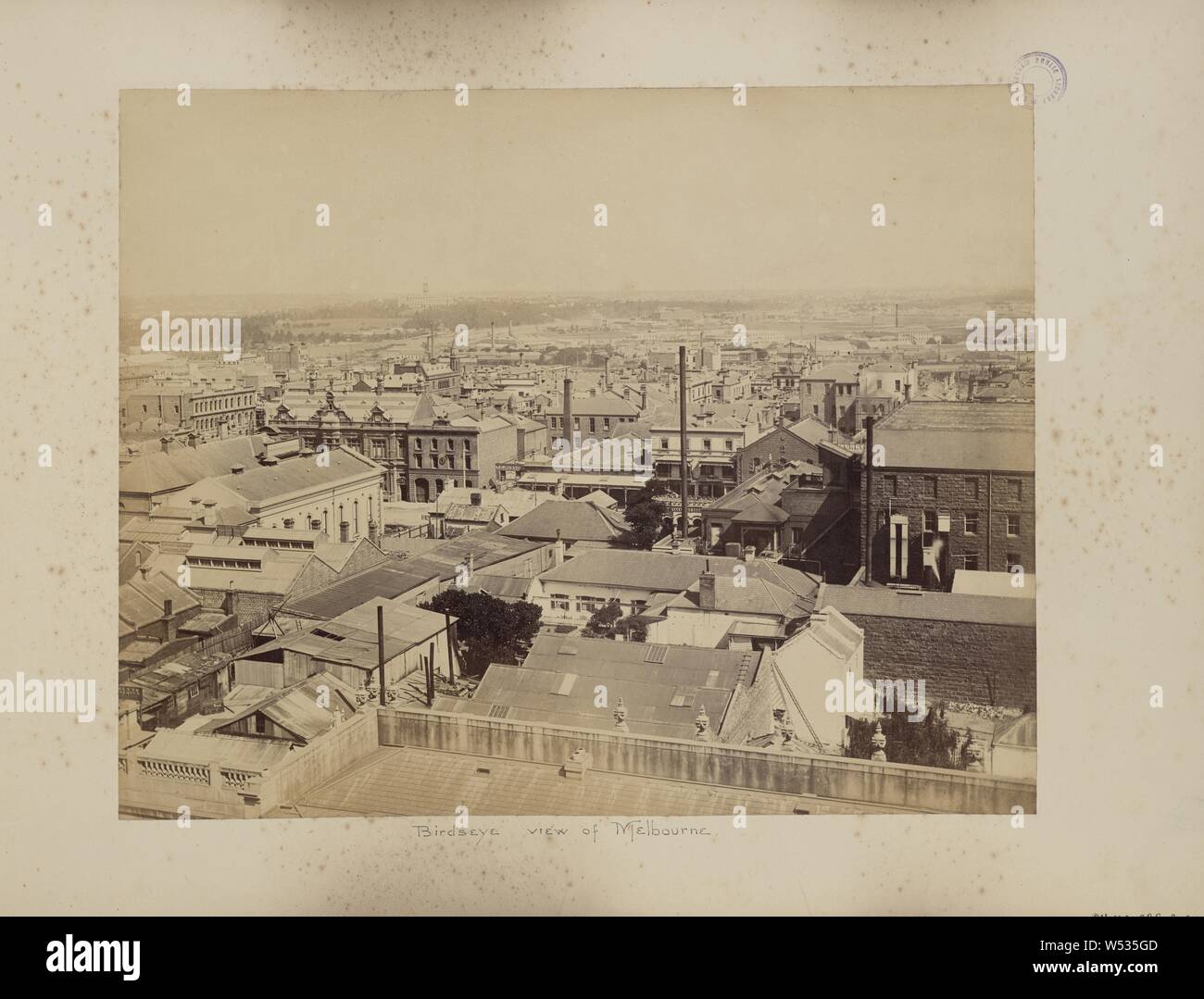 Birdseye View von Melbourne, Australien, Charles Bayliss (1850 - 1897), Melbourne, Victoria, Australien, 1887, Eiweiß Silber drucken, 23,8 × 29,2 cm (9 3/8 x 11 1/2 in. Stockfoto