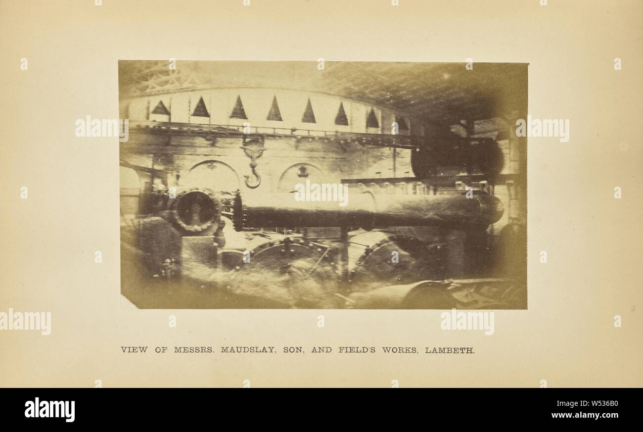 Herren Maudslay, Sohn und das Feld funktioniert, Lambeth: Motoren von Her Majesty gepanzerte Schiff Agincourt, 1350 - horse power, S. Barry (Briten, aktive 1860s), London, England 1863, Eiweiß Silber drucken, 8,2 x 13,4 cm (3 1/4 x 5 1/4 in Stockfoto