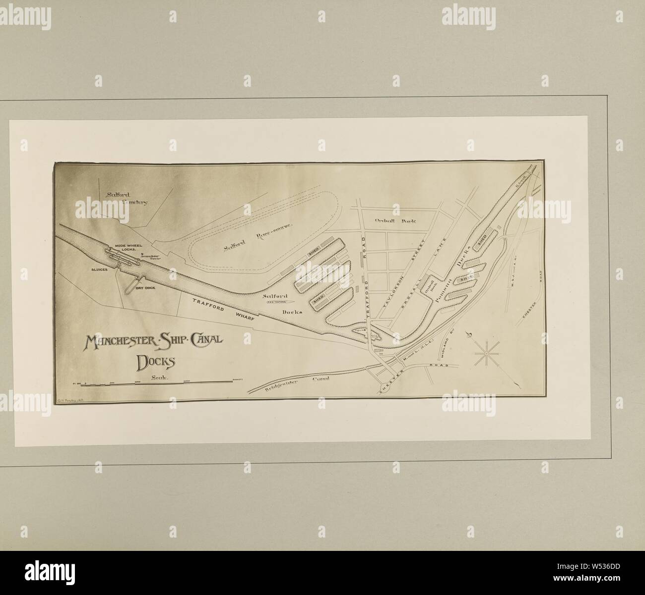 Plan von Manchester und Salford Docks, G. Herbert & Horace C. Bayley, Manchester, England, 1894, Silbergelatineabzug, 12,6 × 25,4 cm (4 15/16 x 10 in Stockfoto