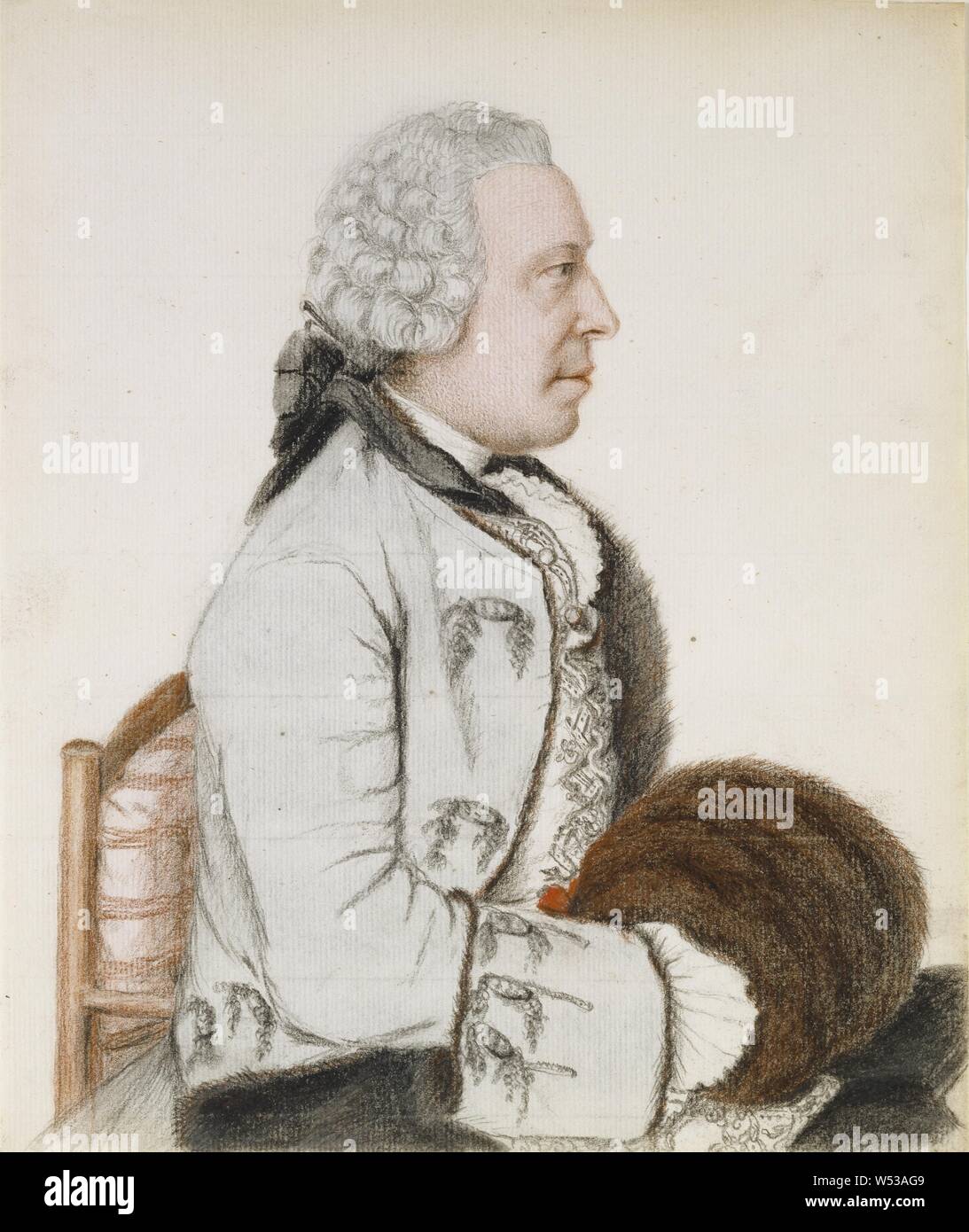 Portrait von Charles-Benjamin de Langes de Montmirail, Baron de Lubières, Jean-Étienne Liotard (Schweizer, 1702-1789), 1760, Graphit, in Pastelltönen mit stumping, roter Gouache (recto), Pastell mit stumping (verso), 22 × 18,3 cm (8 11/16 x 7 3/16 in. Stockfoto