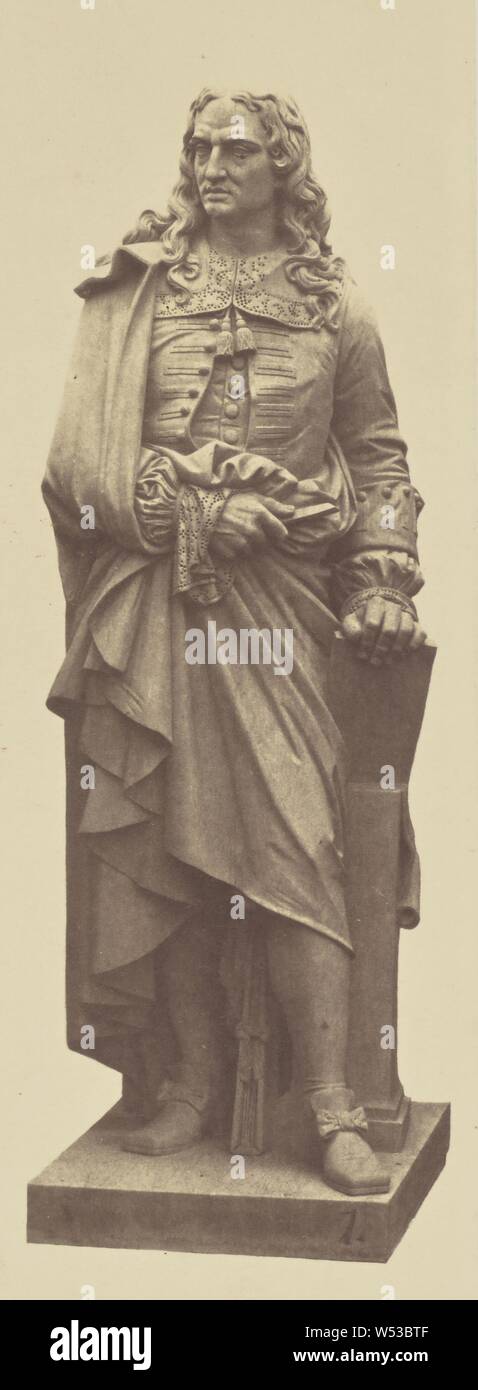 Audran, Statue von Jacques Maillet, Dekoration des Louvre, Paris, Édouard Baldus (Französisch, geboren in Deutschland, 1813-1889), Paris, Frankreich, 1852 - 1857, gesalzen Papier drucken, 17,2 × 6,4 cm (6 3/4 x 2 1/2 in. Stockfoto