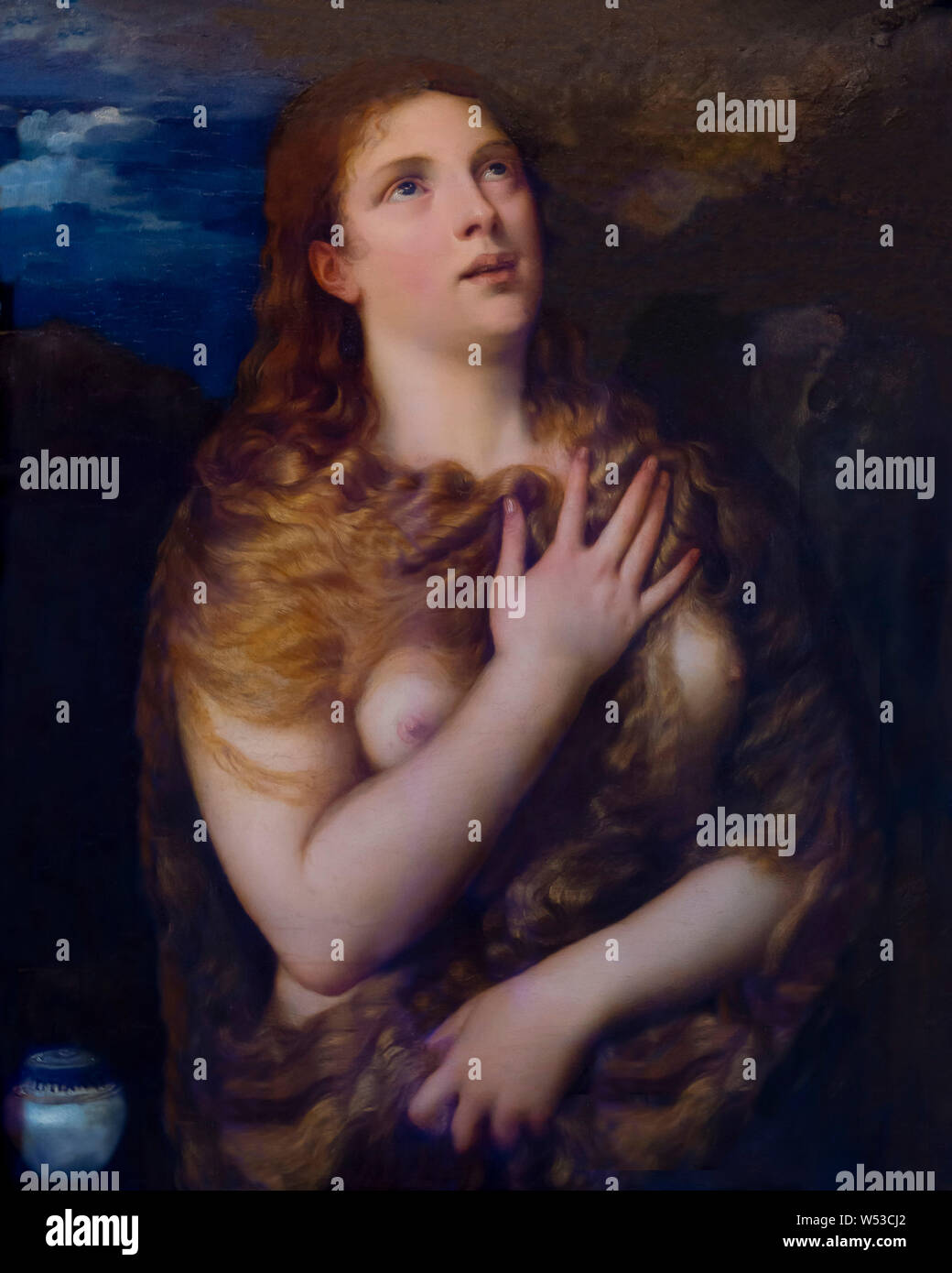 Der reuige Magdalena, Tizian, circa 1531, Galerie Palatina, Palazzo Pitti, Florenz, Toskana, Italien, Europa Stockfoto
