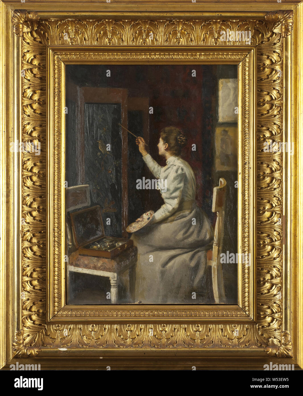 Emanuel Lindgren, im Studio, Malerei, 1894, Öl auf Leinwand, Höhe 56 cm (22 Zoll), Breite 40 cm (15,7 Zoll), Signiert E. Lindgren 94. Stockfoto