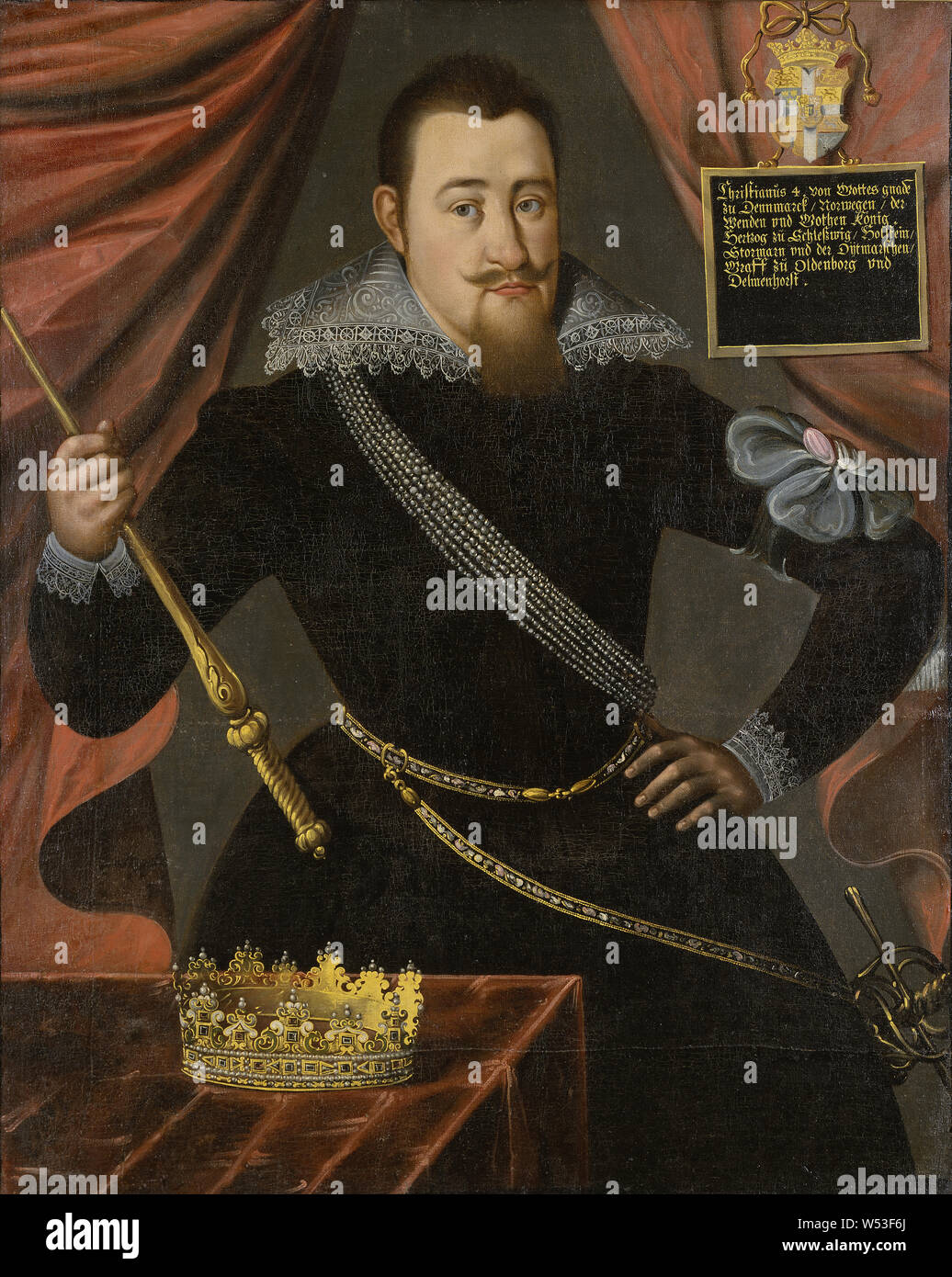 König Christian IV., Christian IV., 1577-1648, König von Dänemark und Norwegen, Malerei, Öl auf Leinwand, Höhe 119 cm (46,8 Zoll), Breite 96 cm (37,7 Zoll) Stockfoto