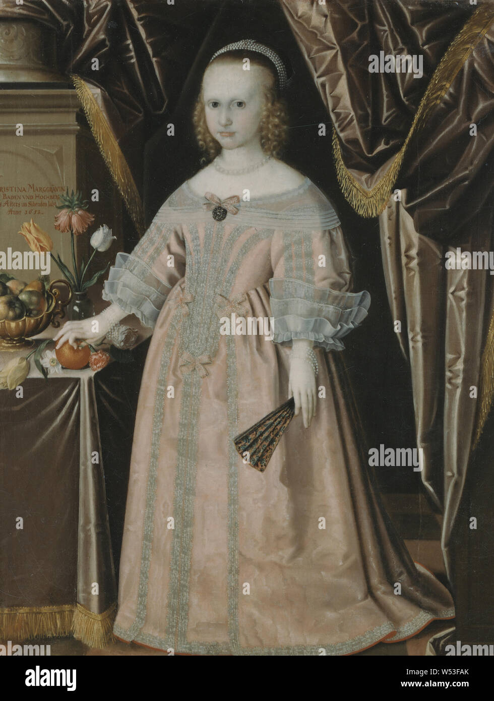 Prinzessin Kristina, Kristina, 1645-1705, Prinzessin von Baden-Durlach, Herzogin von Saxony-Gotha, Malerei, Portrait, 1651, Öl auf Leinwand, Höhe 129 cm (50,7 Zoll), Breite 102 cm (40,1 Zoll) Stockfoto