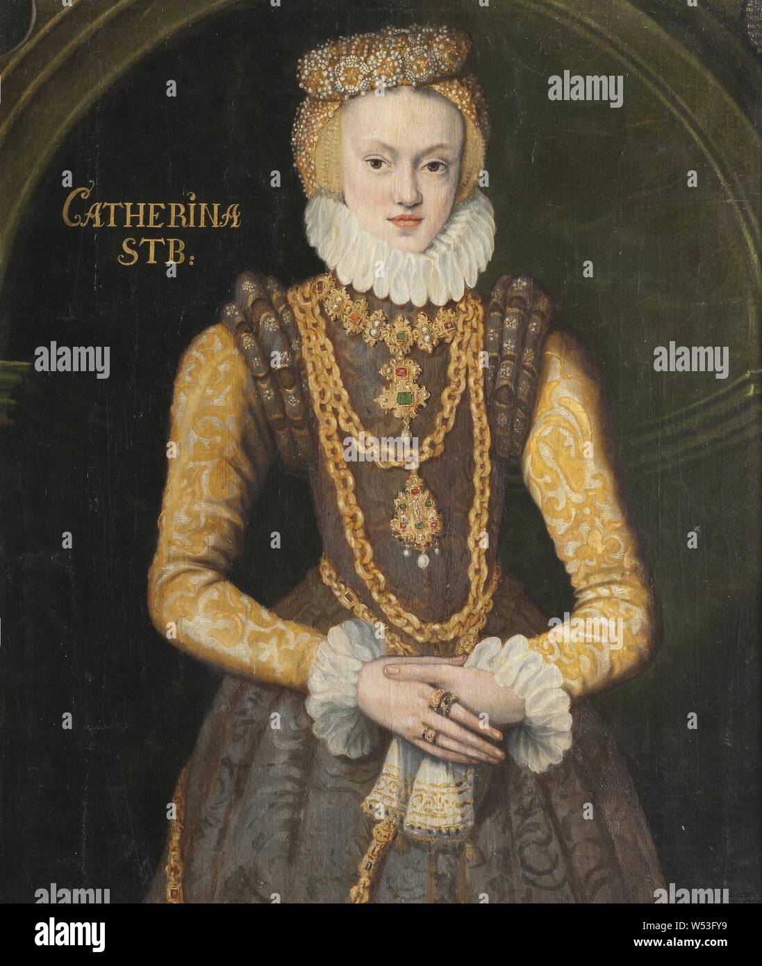 Unbekannte Frau möglicherweise deutscher Prinz, Malerei, Öl auf Leinwand, Höhe 95 cm (37,4 Zoll), Breite 80 cm (31,4 Zoll) Stockfoto