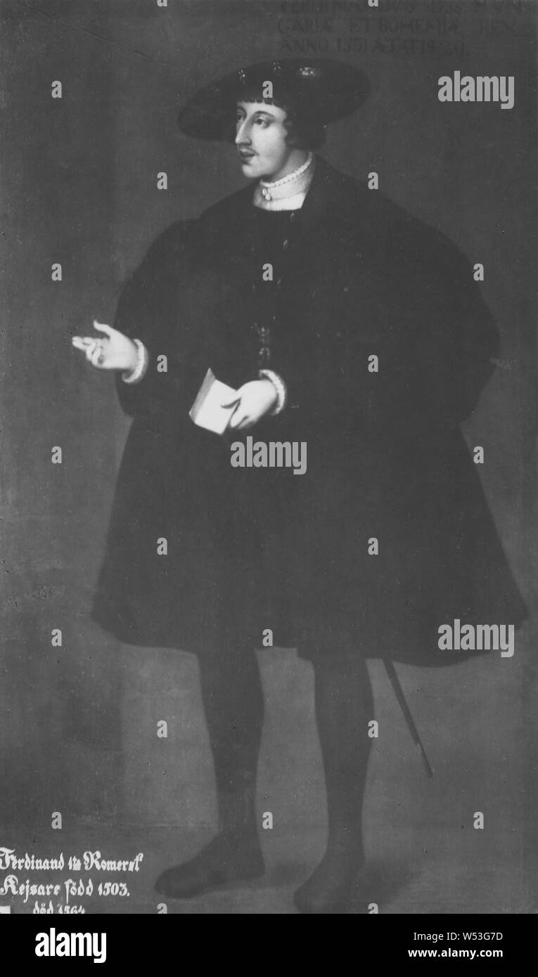 David Frumerie, Ferdinand I, 1503-1564, German-Roman Kaiser, König von Österreich, Malerei, Öl auf Leinwand, Höhe zugeschrieben, 197 cm (77,5 Zoll), Breite 120 cm (47,2 Zoll) Stockfoto