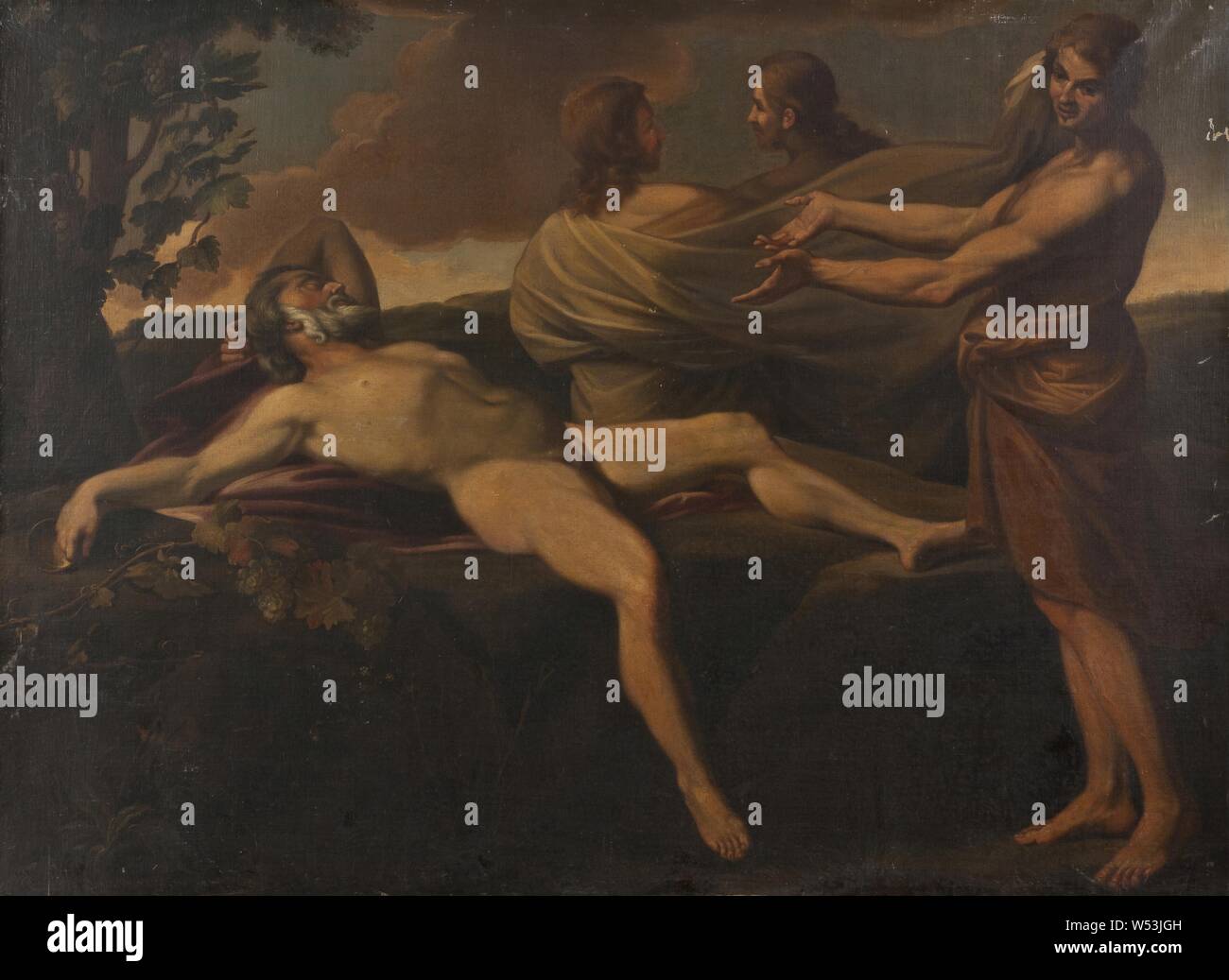 Nachdem Andrea Sacchi, Noah und seine Söhne, Noak und seine Söhne, Öl auf Leinwand, Höhe 129 cm (50,7 Zoll), Breite 174 cm (68,5 Zoll) Stockfoto