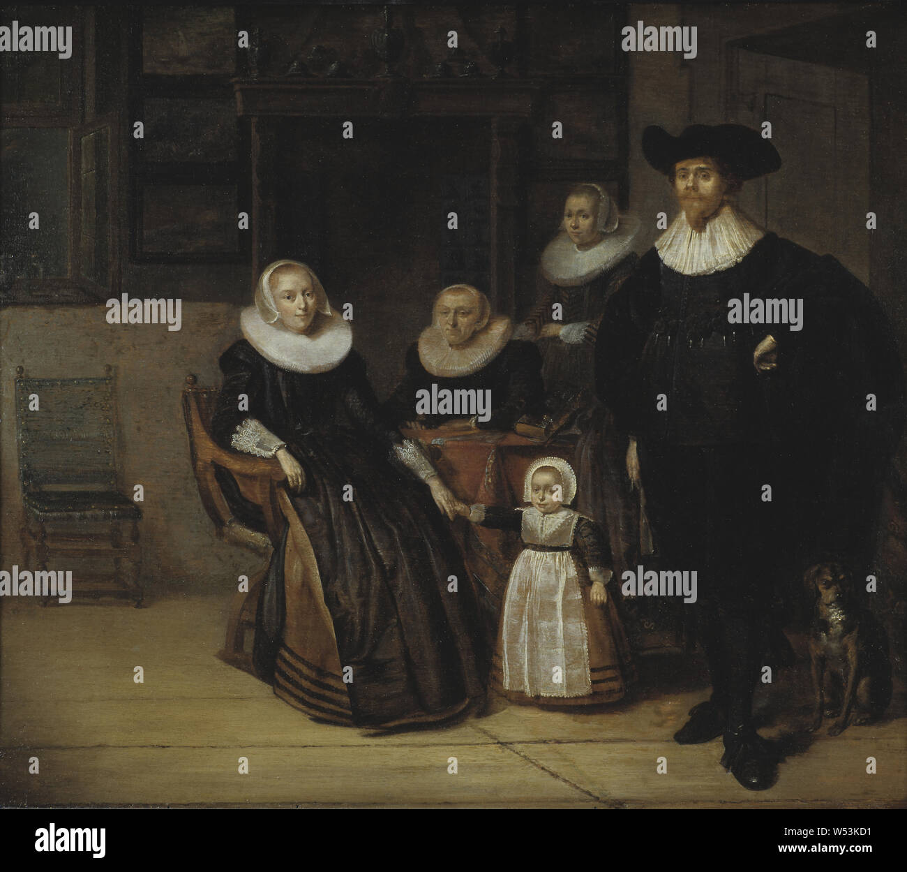 Pieter Codde, Porträt einer Familie, Familie, Gruppe, Malerei, Portrait, 1661, Öl auf Eichenholz, Höhe 42 cm (16,5 Zoll), Breite 48 cm (18,8 Zoll), Signiert, 16,1, undeutlich, Stockfoto