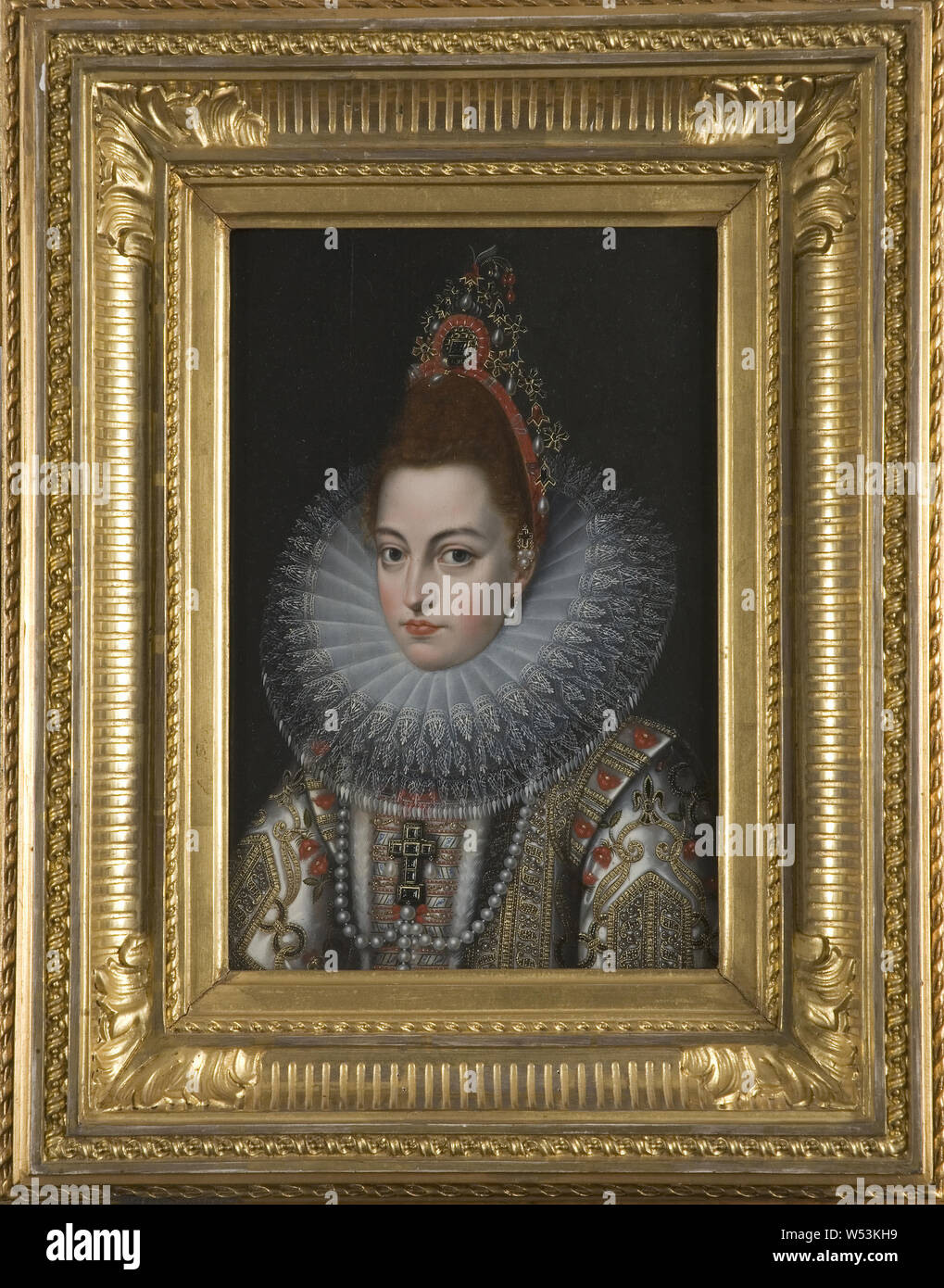 Frans Pourbus der Jüngere, Isabella Klara Eugenia, 1566-1633, Erzherzog Albrecht von Österreich, Malerei, Portrait verheiratet, Isabella Clara Eugenia, Öl auf Leinwand, Höhe 30 cm (11,8 Zoll), Breite 21 cm (8,2 Zoll) Stockfoto