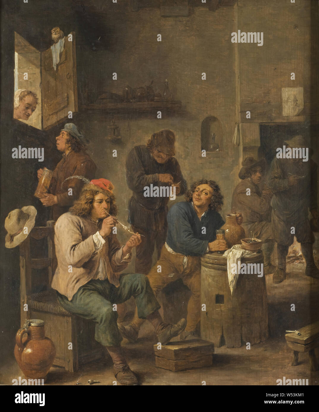 Art und Weise der David Teniers der Jüngere, Interieur der eine Taverne, Innenausstattung aus einem bier Cottage, 1661, Öl auf Holz, Höhe 47 cm (18,5 Zoll), Breite 38 cm (14,9 Zoll), unterzeichnet, A. 1661 D. TENIERS, FEC,. Stockfoto