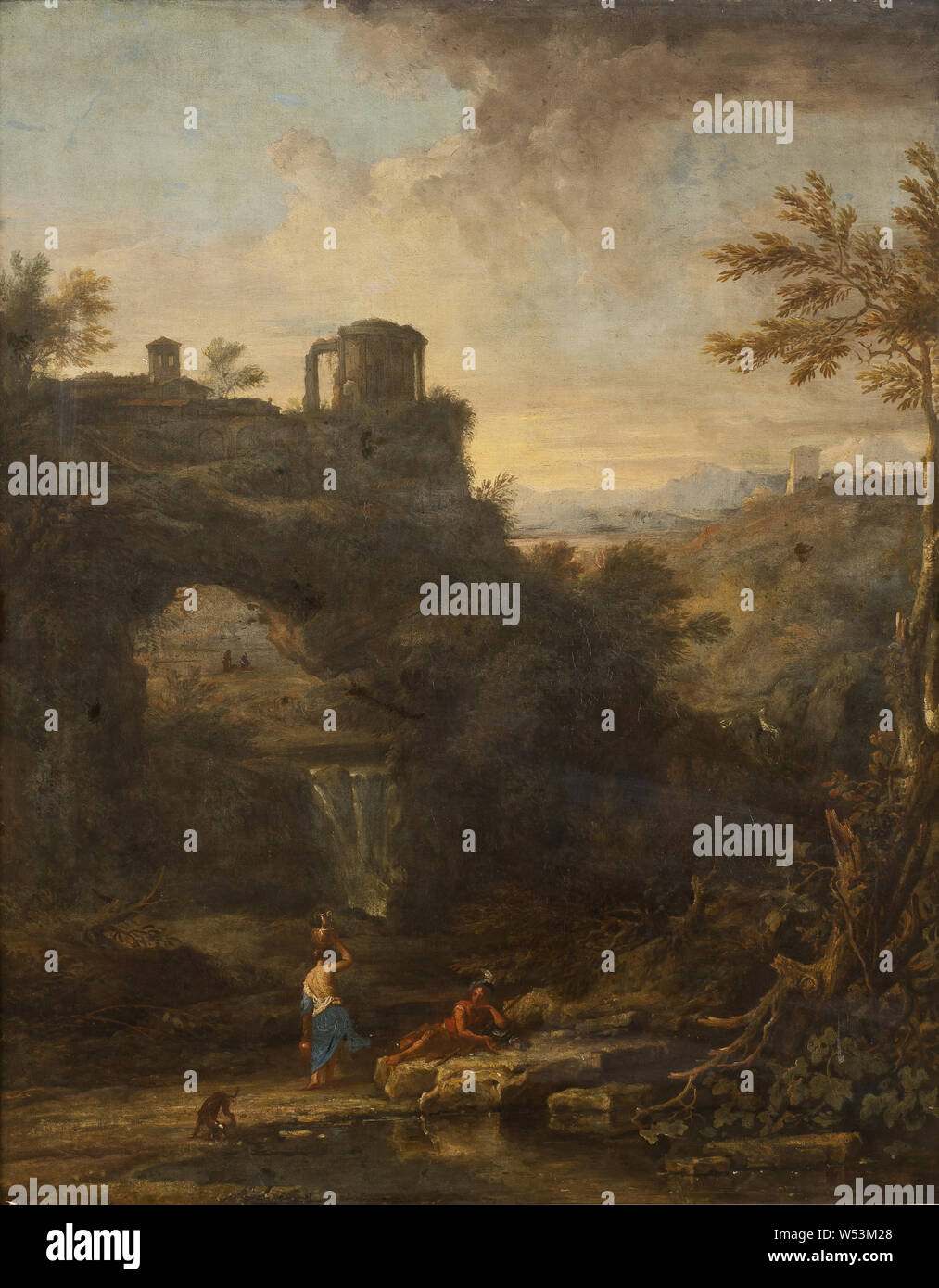 Alessio De Marchis, Landschaft mit einem Tholos, schwedische Landschaft mit runder Tempel, Malerei, Landschaft, Kunst, Öl auf Leinwand, Höhe 121 cm (47,6 Zoll), Breite 97 cm (38,1 Zoll) Stockfoto