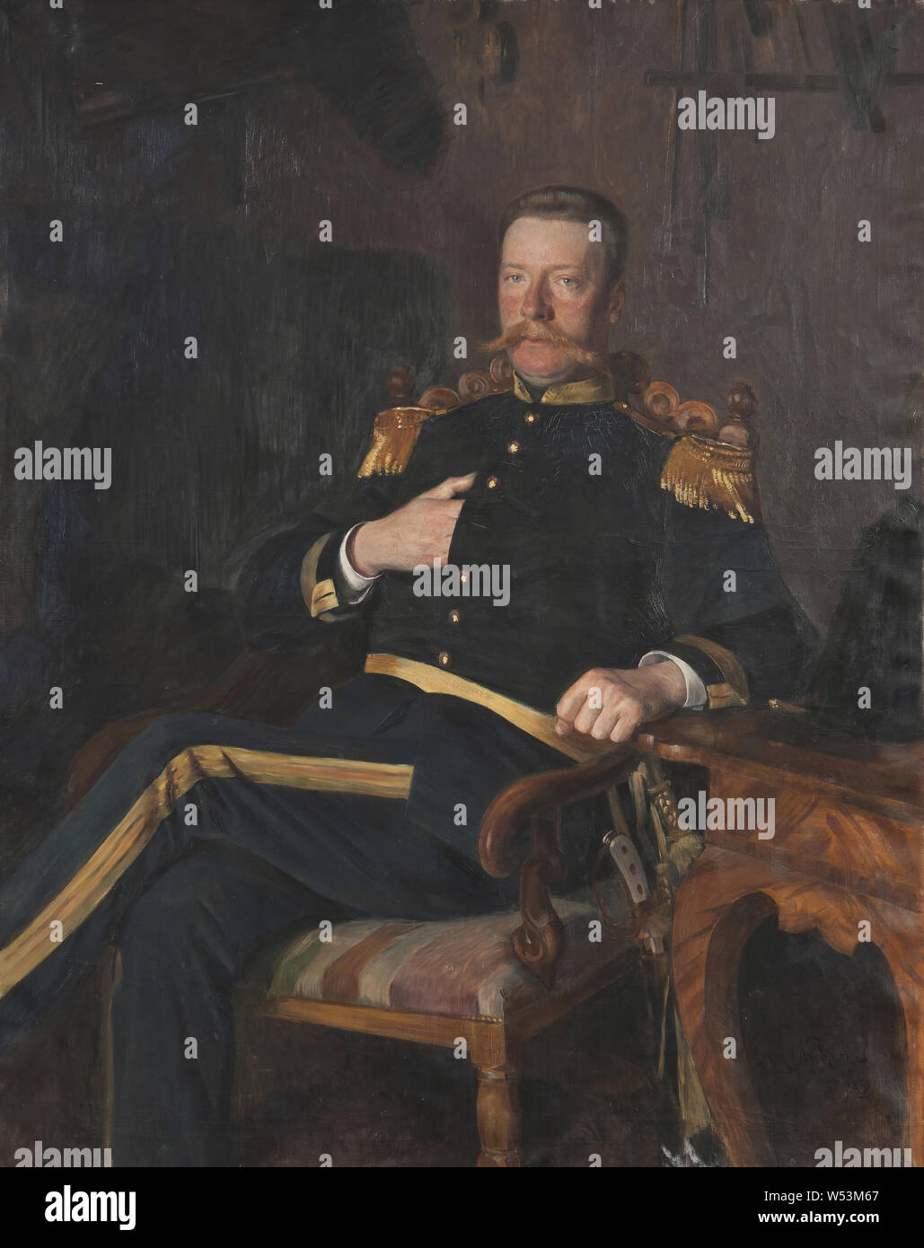 Ivar Nyberg, Patrick Baron Seton (1849-1911), in Schottland geboren, Arbeiten in Schweden und Schottland, courtmaster, Landbesitzer, Frieden Richter, g.m. Beate Rosencrantz, Sohn von Alexander Seton und Mary Isabelle Baillie, besessen Ekolsund 1873-1911, Öl auf Leinwand, Höhe: 145 cm (57), Breite: 114 cm (44,8) Stockfoto