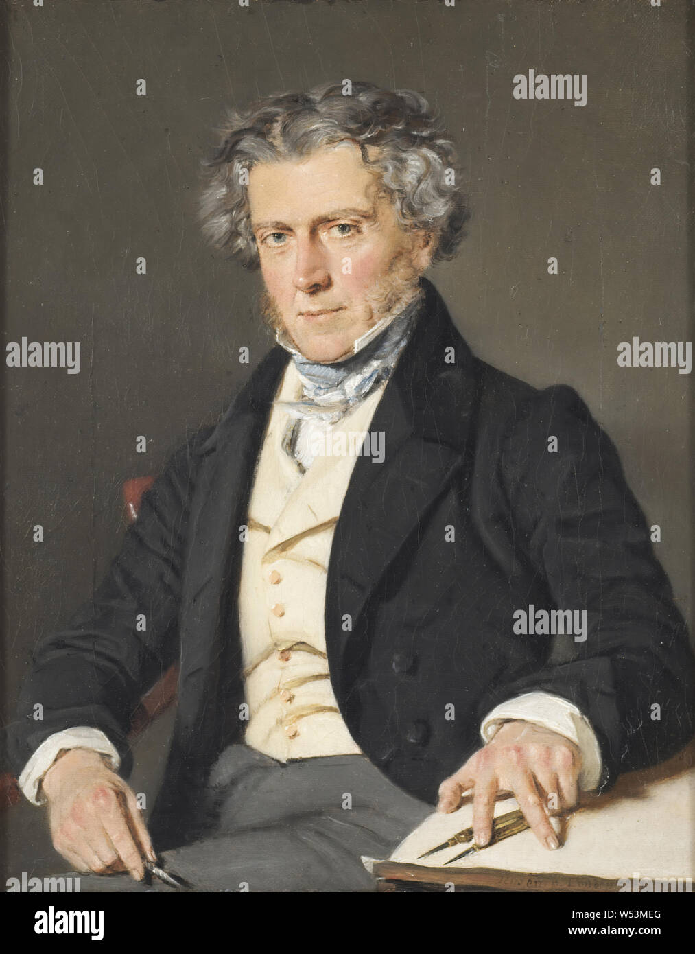 Christian Albrecht Jensen, (1792-1870), Charles Robert Cocquerell (1788-1863), Architekt, Öl auf Leinwand, Höhe: 29,4 cm (11,5), Breite: 23,8 cm (9,3) Stockfoto
