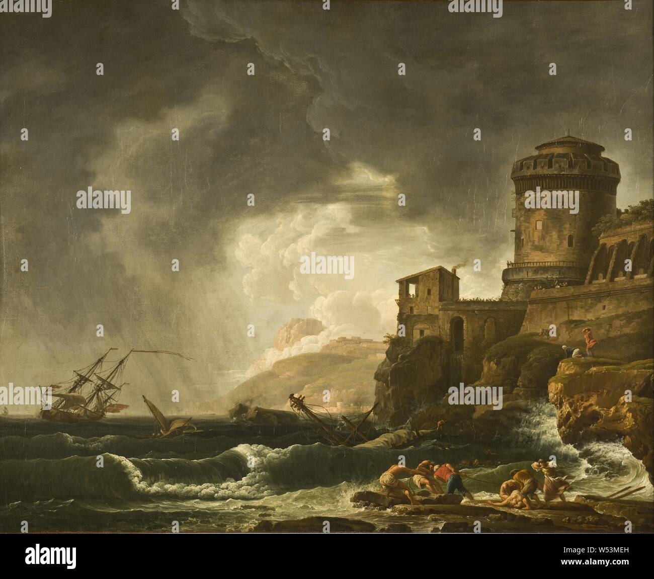 Johan Sevenbom, ein Schiffswrack, Schiffbruch, Malerei, 1750, Öl auf Leinwand, Höhe 78 cm (30,7 Zoll), Breite 99 cm (38,9 Zoll) Stockfoto