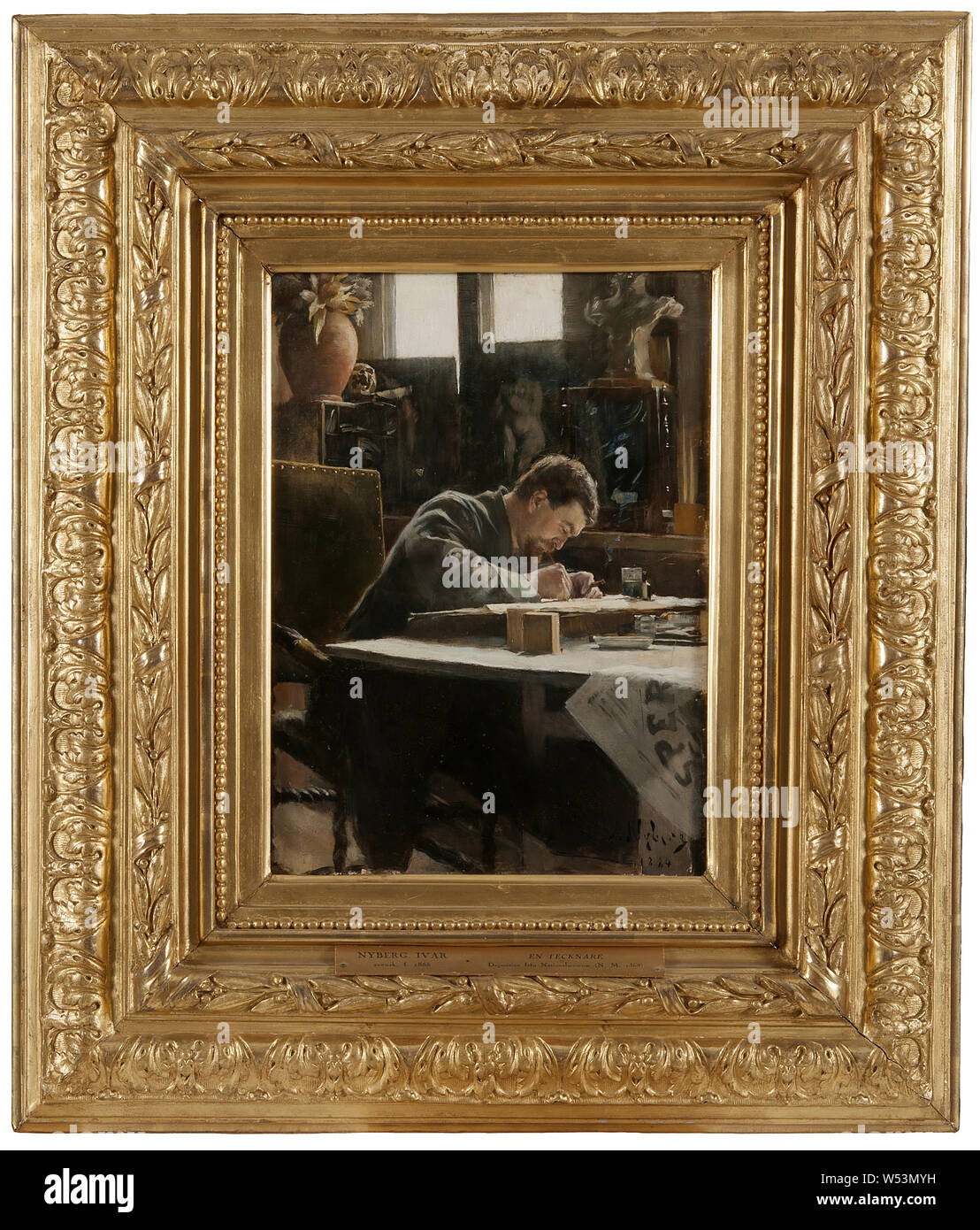 Ivar Nyberg, Vicke Andrén (Victor), ein Künstler Zeichnen. Victor Andrén, Malerei, Öl auf Pappe, Höhe: 33 cm (12,9), Breite: 24 cm (9.4) Stockfoto