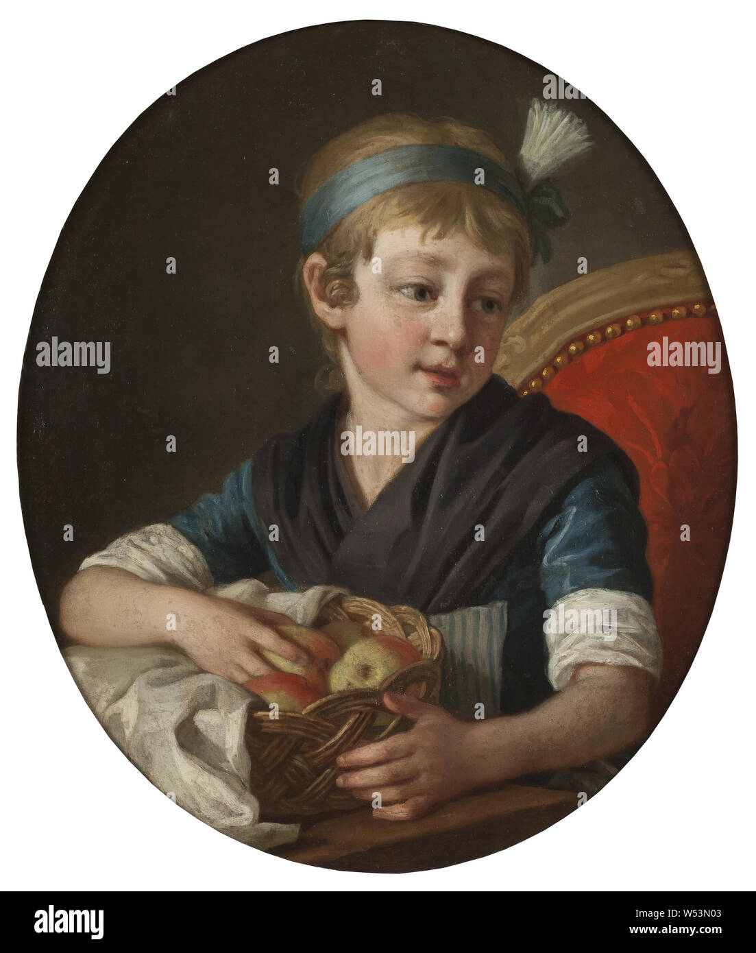 Pro Krafft der Ältere, Wilhelmina Krafft, des Künstlers Tochter Wilhelmina, der Tochter des Künstlers Wilhelmina, Malerei, Portrait, 1783, Öl auf Leinwand, Oval, Höhe 56 cm (22 Zoll), Breite 47 cm (18,5 Zoll), Signiert, Krafft s. 1783. Stockfoto