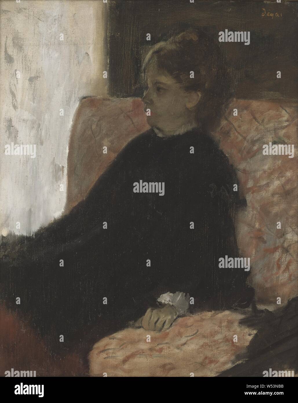 Edgar Degas, Dame in Schwarz, Schwarz gekleidet, Malerei, Öl auf Leinwand, Höhe 60 cm (23,6 Zoll), Breite 51 cm (20 Zoll), unterzeichnet, Degas Stockfoto