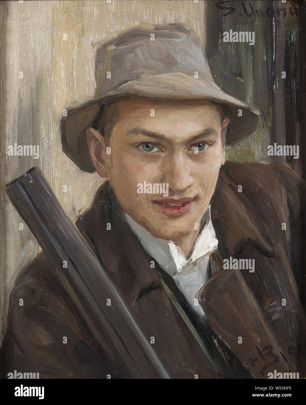 Oscar Björck, Sven Unander, Malerei, 1891, Öl auf Leinwand, Höhe 46 cm (18,1 Zoll), Breite 38 cm (14,9 Zoll), Beschriftung, bis S, Unander unterzeichnet Stockfoto