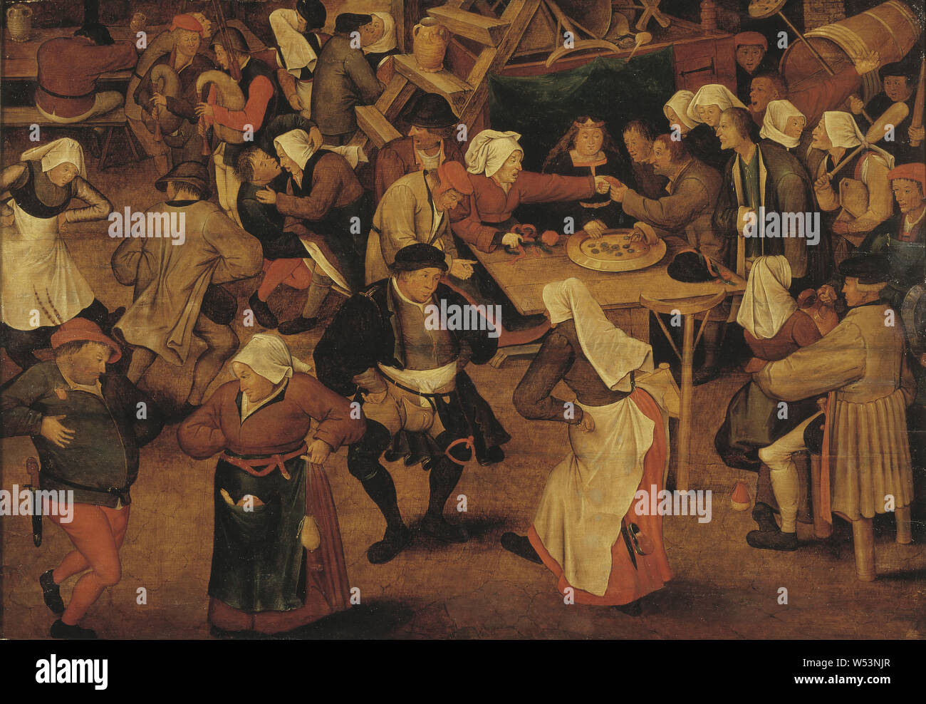 Nach Pieter Breughel der Jüngere, die Hochzeit Tanz, Bondage, Malerei, Öl auf Leinwand, Höhe 72 cm (28,3 Zoll), Breite 104 cm (40,9 Zoll), von 'Geändert', zurückzuführen auf orig nach verlorenen orig Kopieren, durch P Bruegel dä Stockfoto